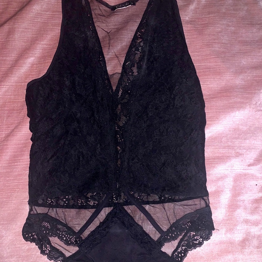 Lace and sheer bodysuit